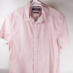 Kenneth Cole NY Short-Sleeve Button-Down Slim Fit Shirt - Men's Medium Red Wave